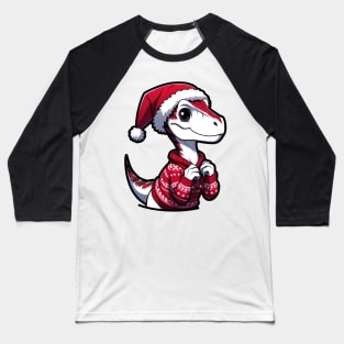 Christmas Dinosaur Velociraptor Baseball T-Shirt